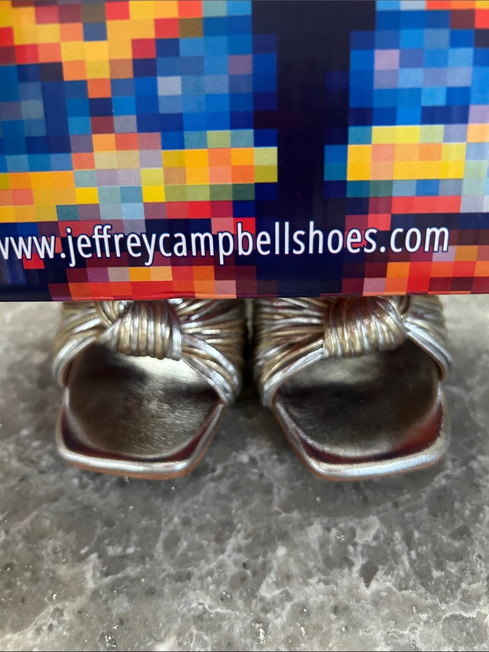 Jeffrey Campbell Silver/Gold Knotted Block Heel Slide Sandals - Picture 11 of 12